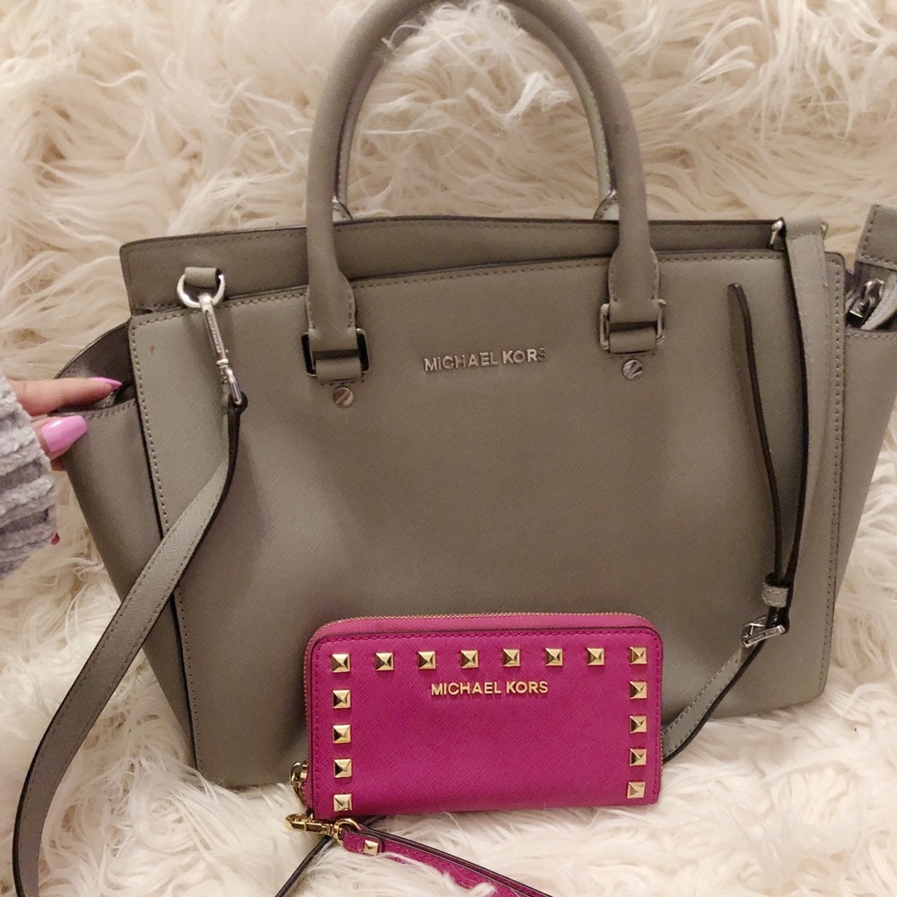 Michael kors selma grey tote bag